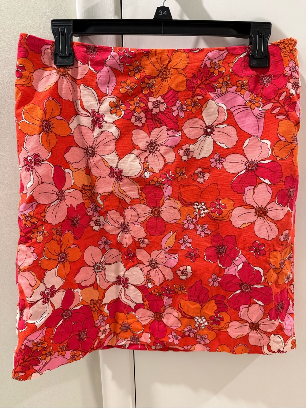 Talbots Vibrant Floral Mini Skirt - Bright Orange & Pink